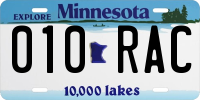MN license plate 010RAC