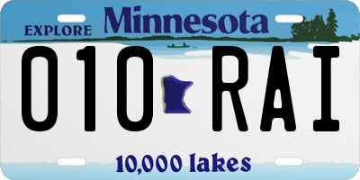 MN license plate 010RAI