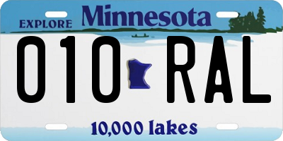 MN license plate 010RAL