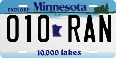 MN license plate 010RAN