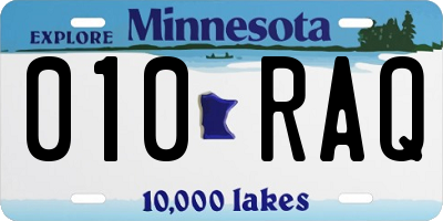 MN license plate 010RAQ