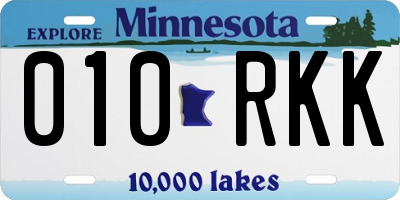 MN license plate 010RKK