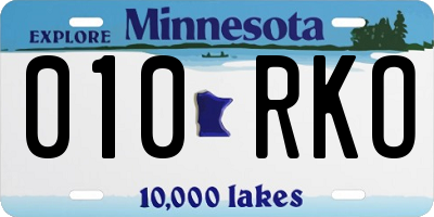MN license plate 010RKO