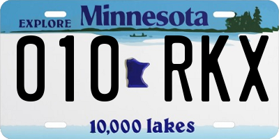 MN license plate 010RKX