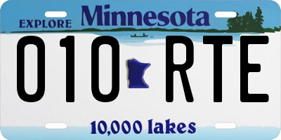 MN license plate 010RTE