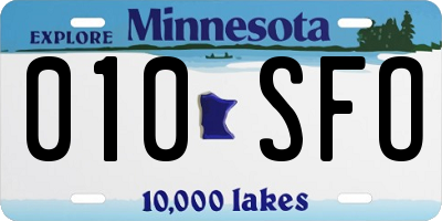MN license plate 010SFO