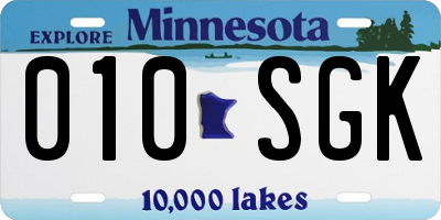MN license plate 010SGK