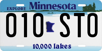 MN license plate 010STO