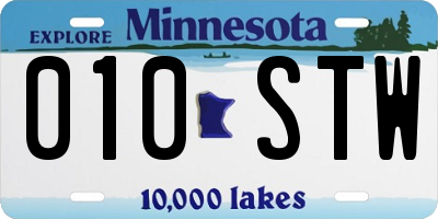 MN license plate 010STW