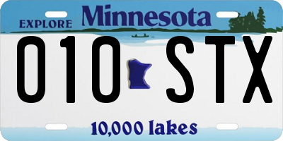 MN license plate 010STX
