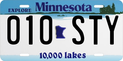MN license plate 010STY