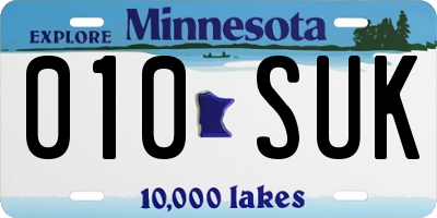 MN license plate 010SUK