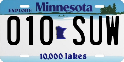 MN license plate 010SUW