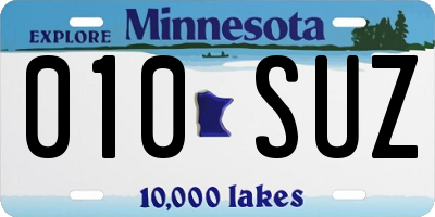 MN license plate 010SUZ