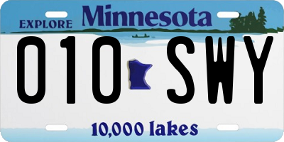 MN license plate 010SWY