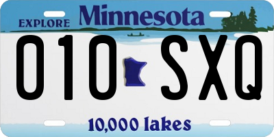 MN license plate 010SXQ