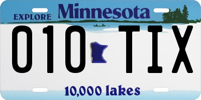 MN license plate 010TIX