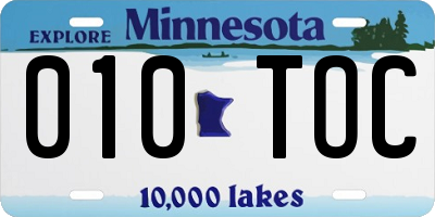 MN license plate 010TOC