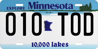 MN license plate 010TOD