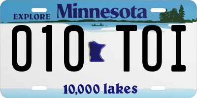MN license plate 010TOI