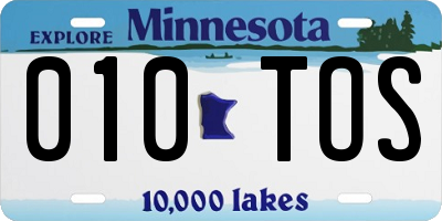 MN license plate 010TOS