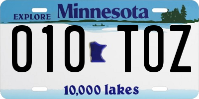 MN license plate 010TOZ