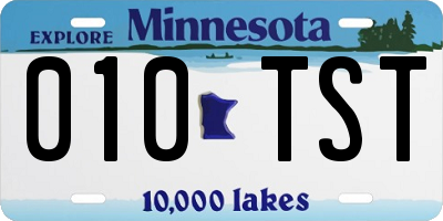 MN license plate 010TST