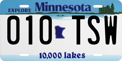 MN license plate 010TSW