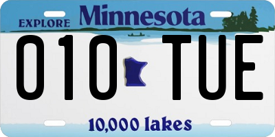 MN license plate 010TUE