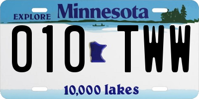 MN license plate 010TWW