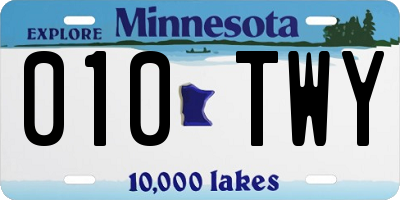 MN license plate 010TWY