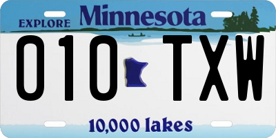MN license plate 010TXW