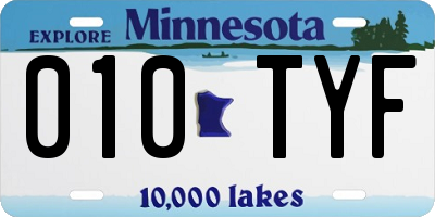 MN license plate 010TYF