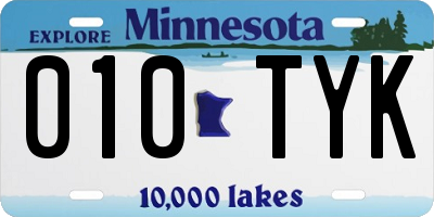 MN license plate 010TYK