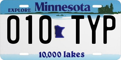 MN license plate 010TYP