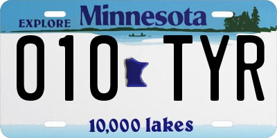 MN license plate 010TYR