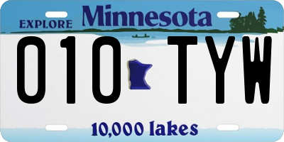 MN license plate 010TYW