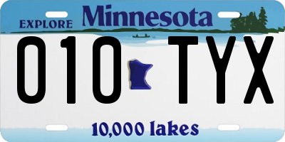 MN license plate 010TYX