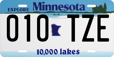 MN license plate 010TZE