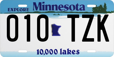 MN license plate 010TZK