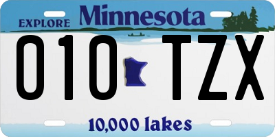 MN license plate 010TZX