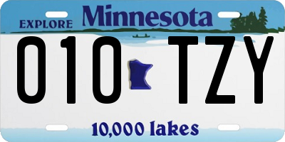 MN license plate 010TZY