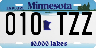 MN license plate 010TZZ