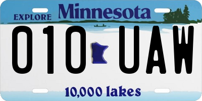 MN license plate 010UAW