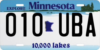 MN license plate 010UBA