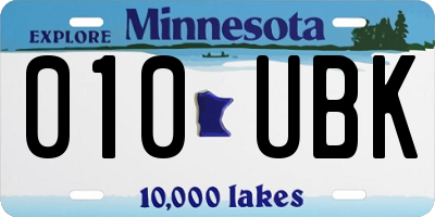 MN license plate 010UBK