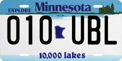 MN license plate 010UBL