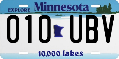 MN license plate 010UBV