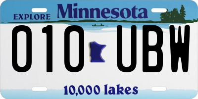 MN license plate 010UBW