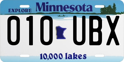 MN license plate 010UBX